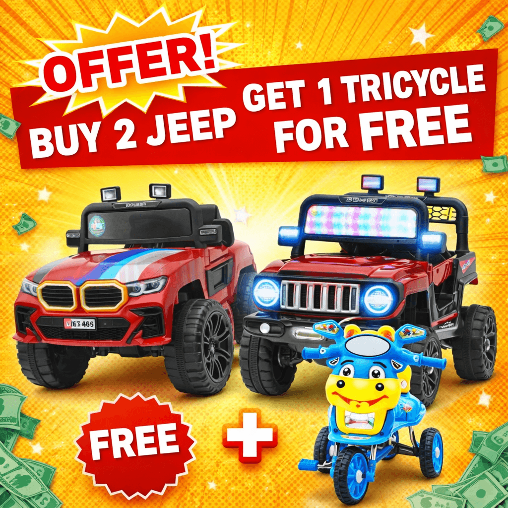 Buy 2 Jeep Get 1 Tricycle Free | Kids Electric Ride On Jeep Offer at GURTOY®