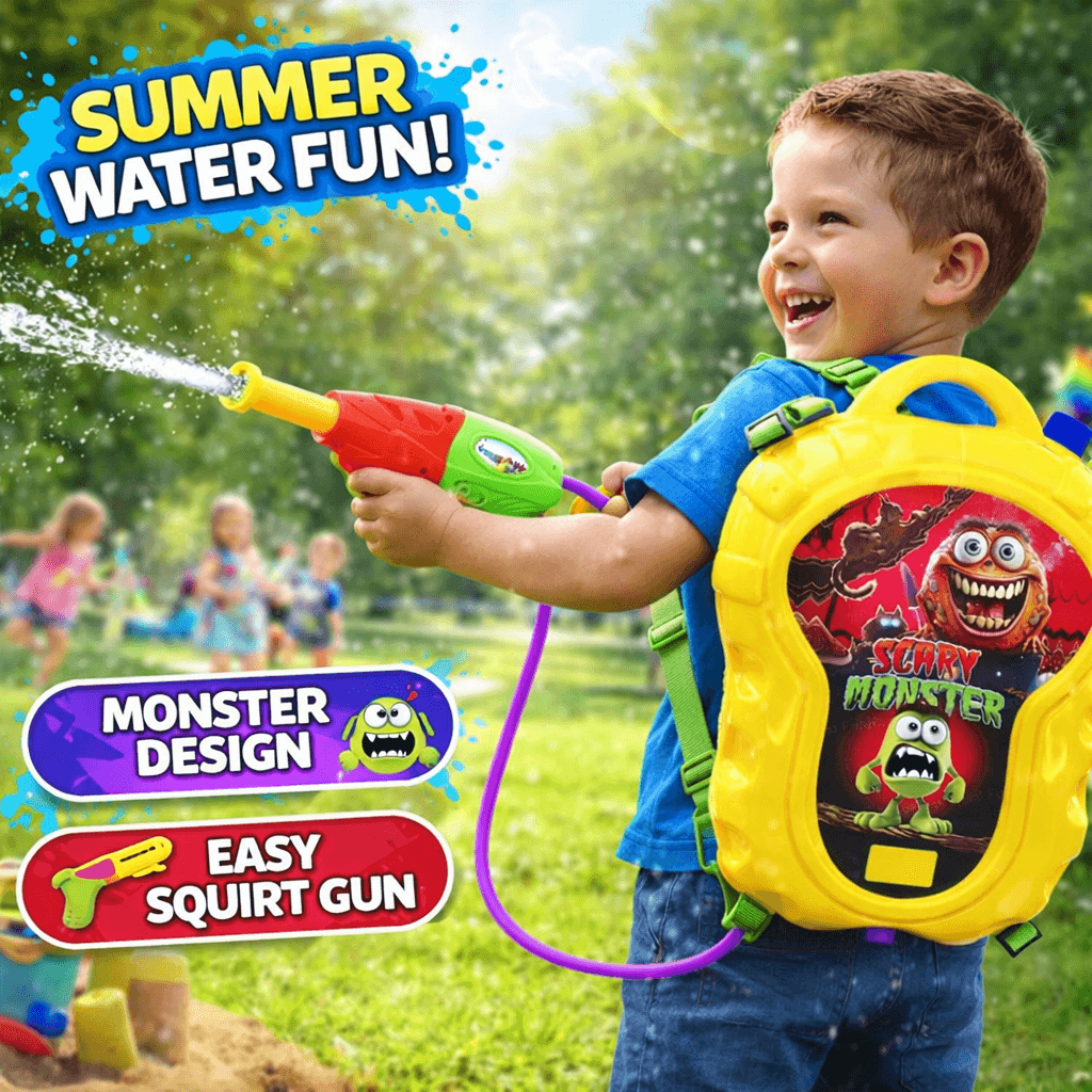 GURTOY Water Gun Backpack Tank Set | Cartoon Water Blaster with Shoulder Straps