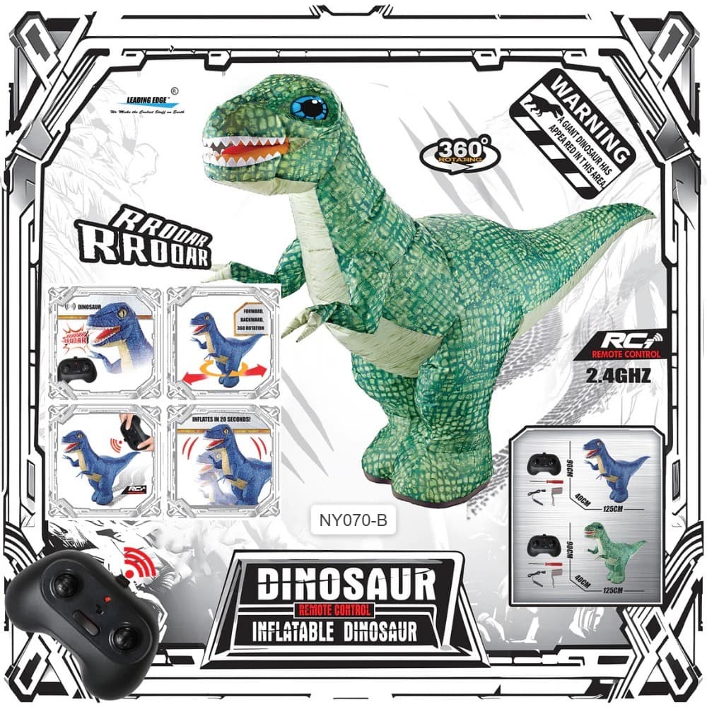 GURTOY® RC Inflatable Dinosaur Toy with 360° Rotation & Remote Control for Kids