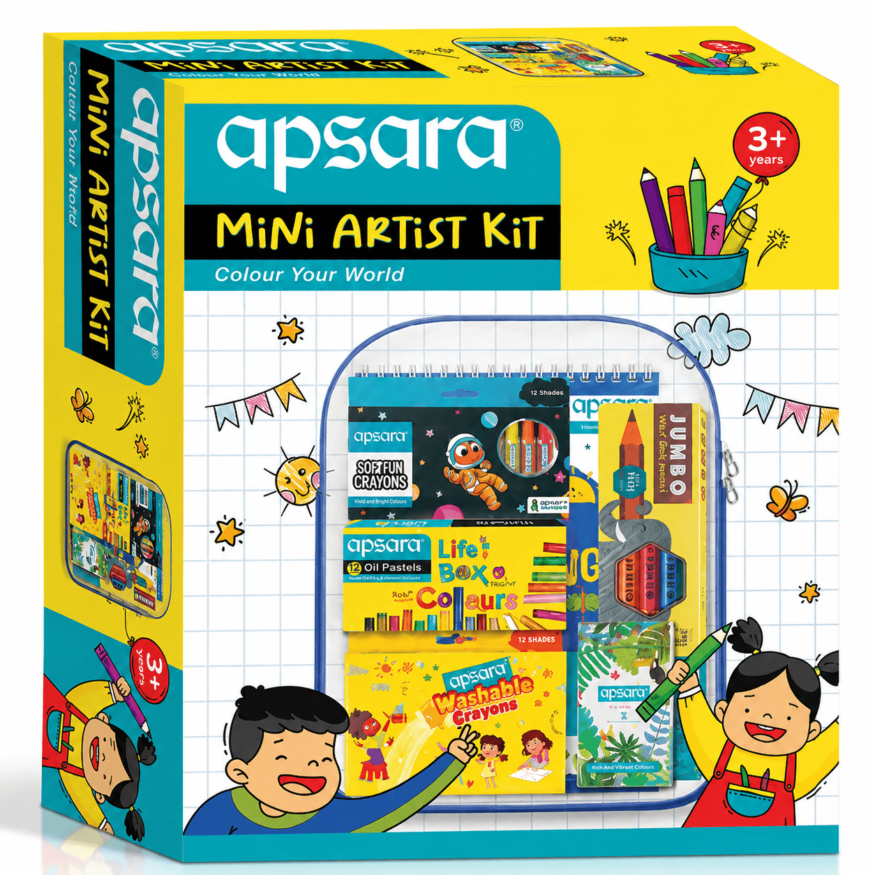 GURTOY® Mini Artist Kit for Kids | Complete Drawing & Colouring Kit with Crayons, Oil Pastels & Art Supplies